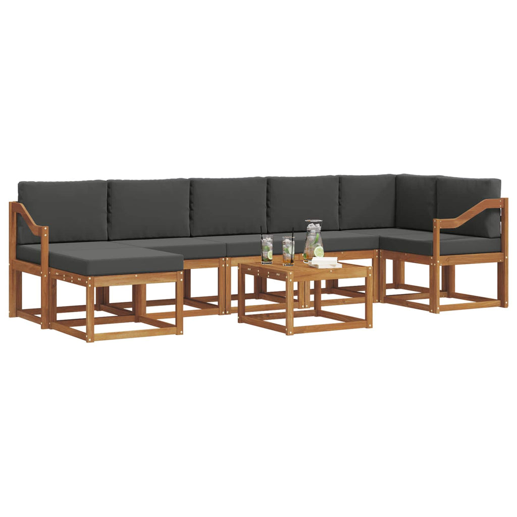 Outdoor-Sofagarnitur mit Kissen 8 pcs Natur und Anthrazit