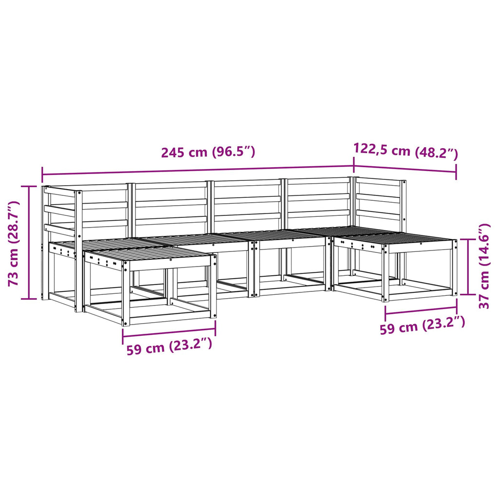 Outdoor-Sofagarnitur 6 pcs Natur Massivholz Akazie