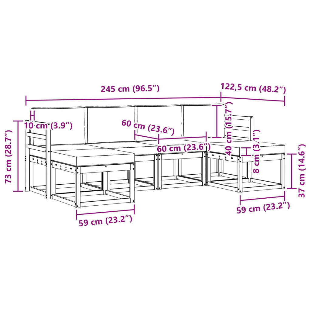 Outdoor-Sofagarnitur 6 pcs Natur und Creme