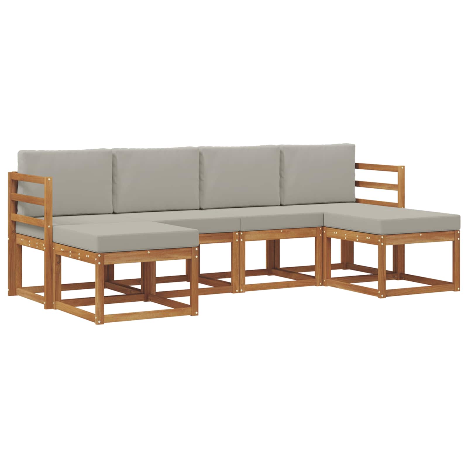Outdoor-Sofagarnitur mit Kissen 6 pcs Natürlich und Hellgrau