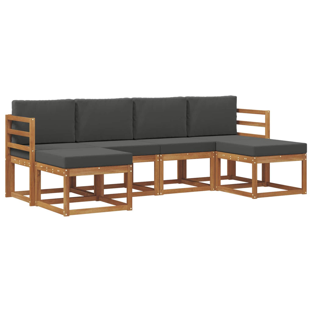 Outdoor-Sofagarnitur 6 pcs Natur und Anthrazit Holzwerkstoff