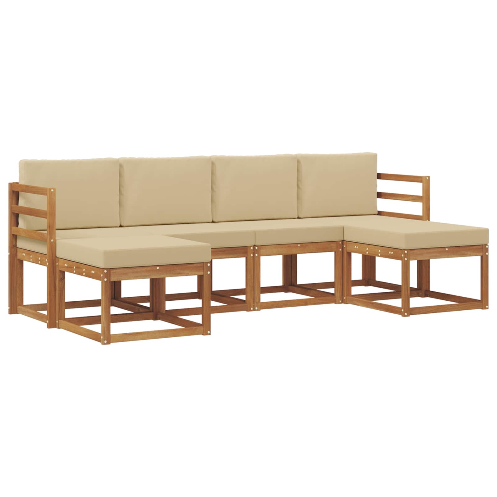 Outdoor-Sofagarnitur 6 pcs Natur und Beige Holzwerkstoff