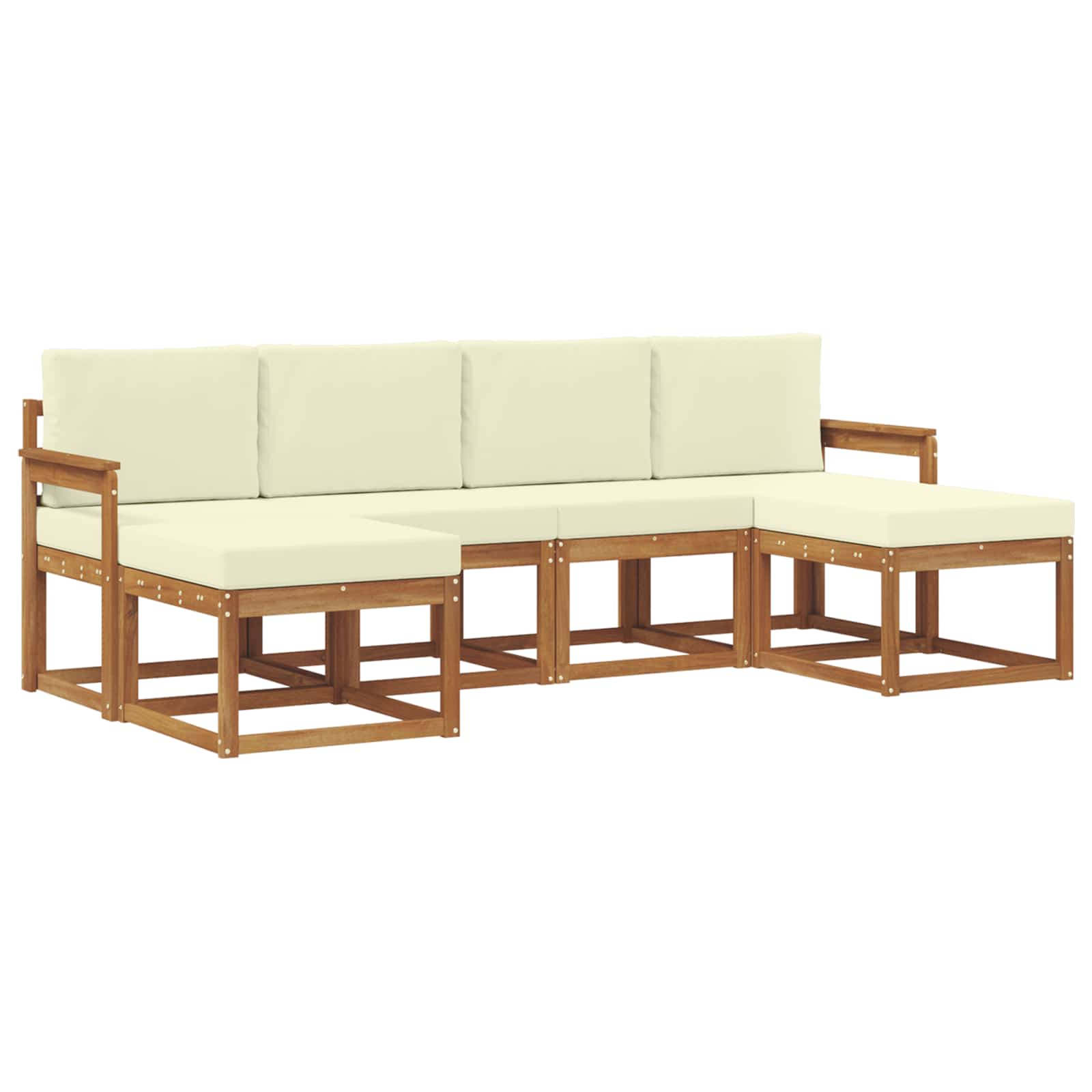 Outdoor-Sofagarnitur 6 pcs Natur und Creme Holzwerkstoff