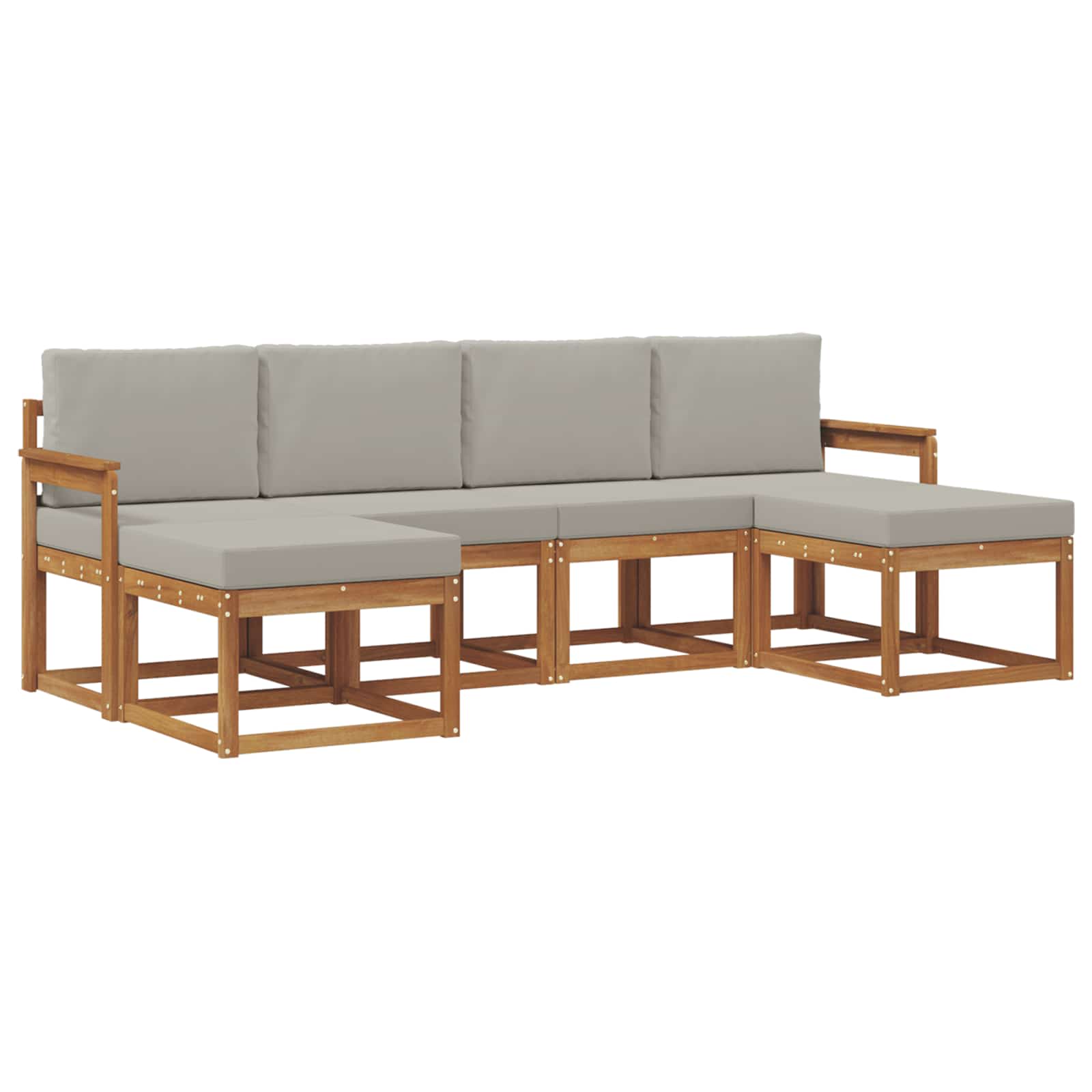 Outdoor-Sofagarnitur mit Kissen 6 pcs Natürlich und Hellgrau