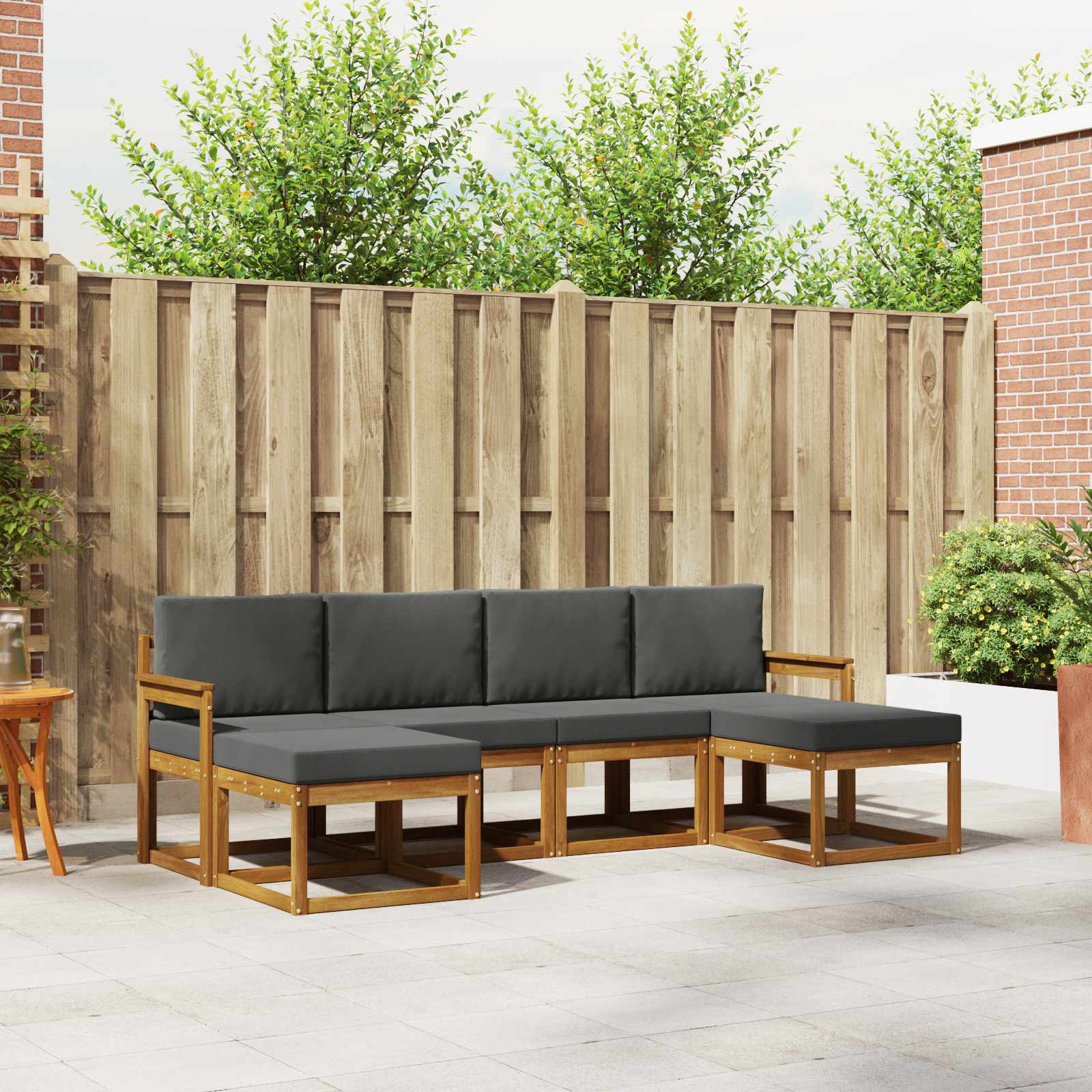 Outdoor-Sofagarnitur mit Kissen 6 pcs Natur und Anthrazit