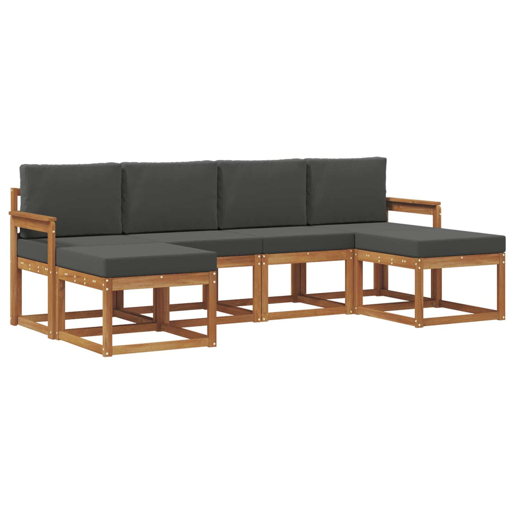 Outdoor-Sofagarnitur mit Kissen 6 pcs Natur und Anthrazit