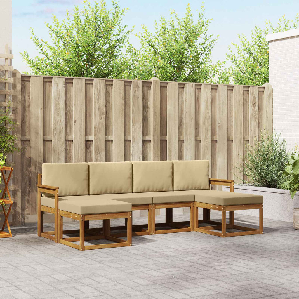 Outdoor-Sofagarnitur 6 pcs Natur und Beige Holzwerkstoff