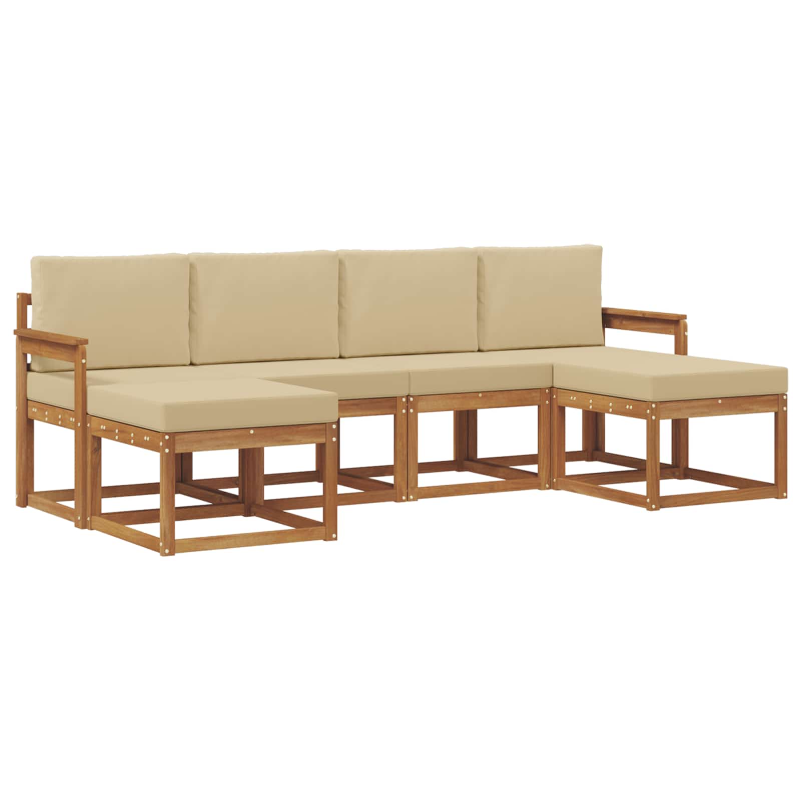 Outdoor-Sofagarnitur 6 pcs Natur und Beige Holzwerkstoff