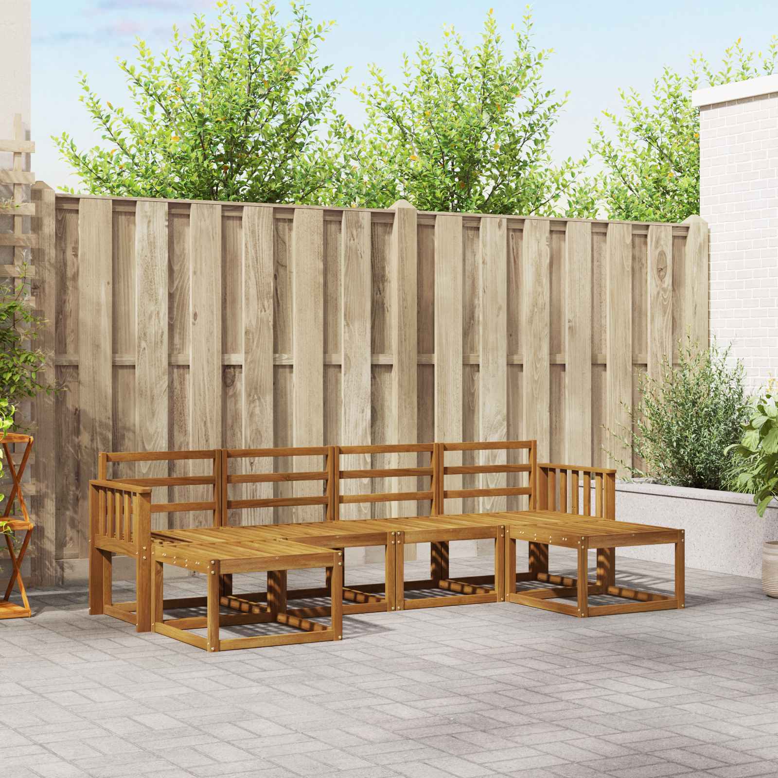 Outdoor-Sofagarnitur 6 pcs Natur Holzwerkstoff