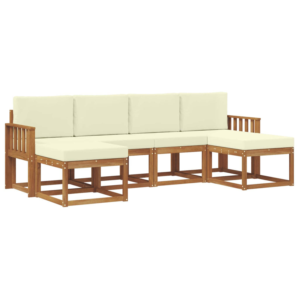 Outdoor-Sofagarnitur mit Kissen 6 pcs Natur und Creme