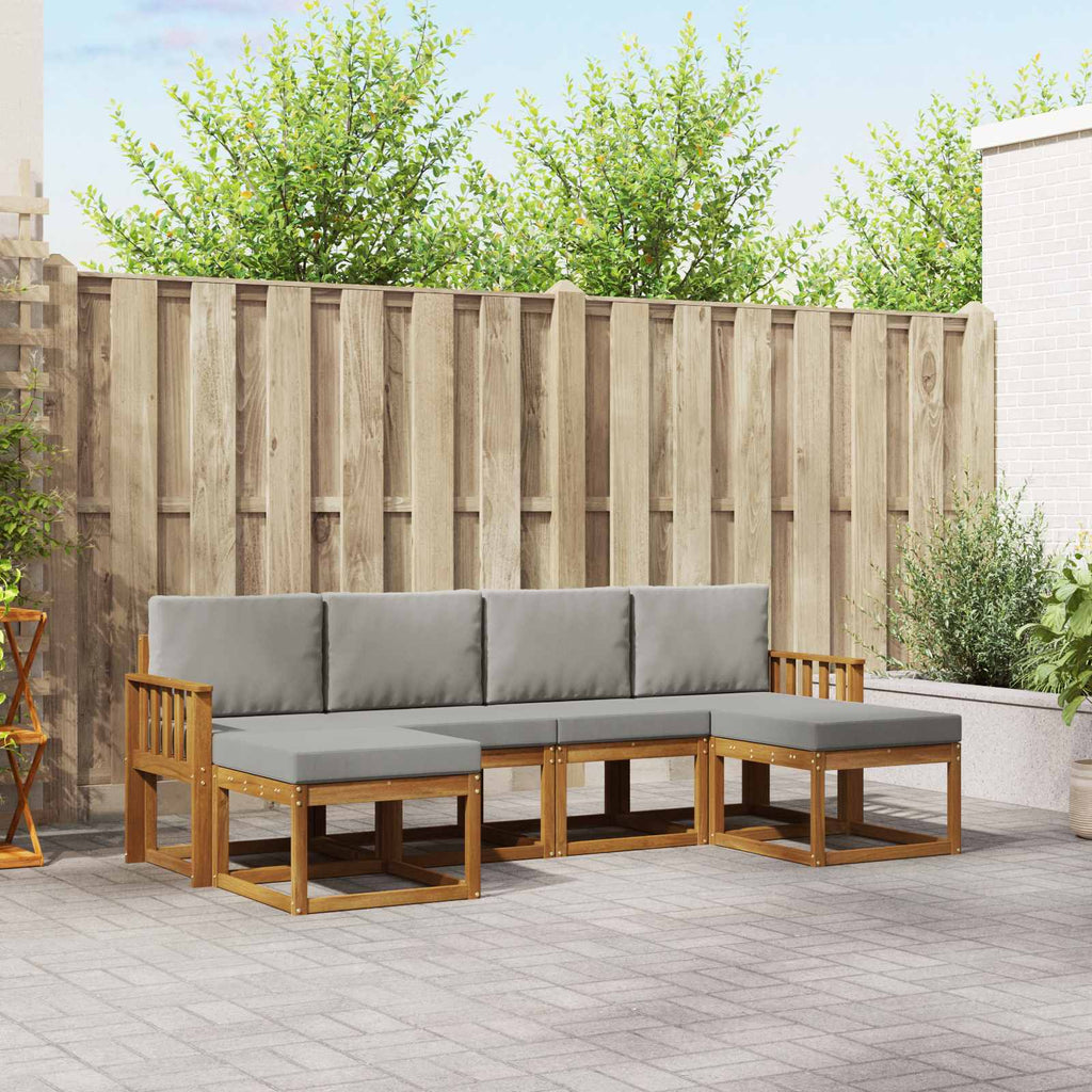 Outdoor-Sofagarnitur mit Kissen 6 pcs Natürlich und Hellgrau