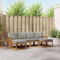 Outdoor-Sofagarnitur mit Kissen 6 pcs Natürlich und Hellgrau