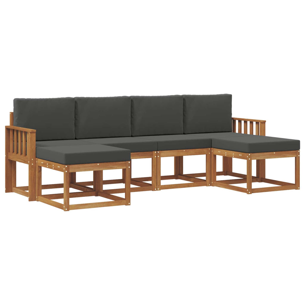 Outdoor-Sofagarnitur mit Kissen 6 pcs Natur und Anthrazit