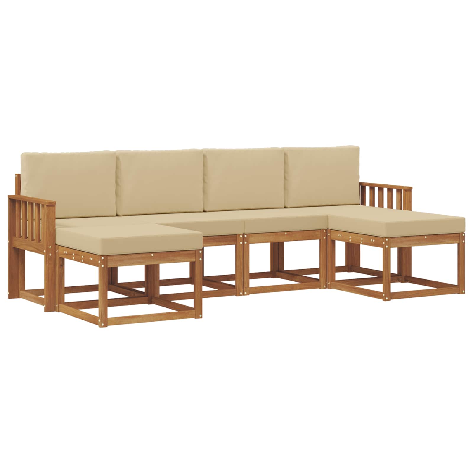 Outdoor-Sofagarnitur 6 pcs Natur und Beige Holzwerkstoff