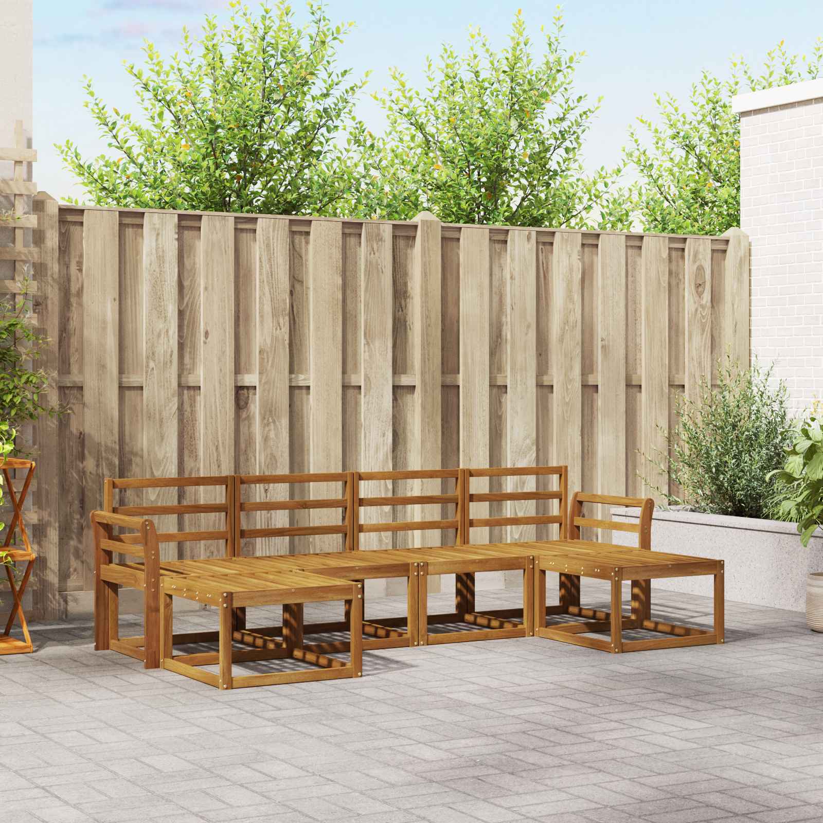 Outdoor-Sofagarnitur 6 pcs Natur Holzwerkstoff