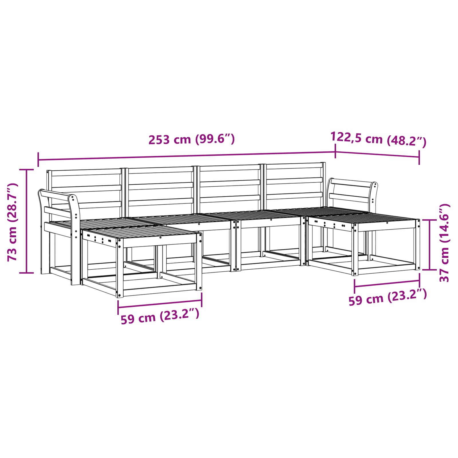 Outdoor-Sofagarnitur 6 pcs Natur Holzwerkstoff