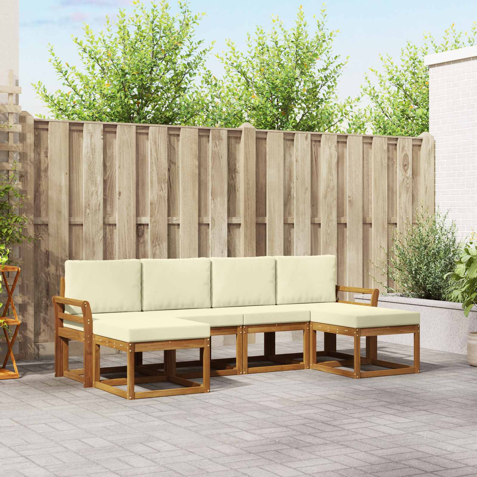 Outdoor-Sofagarnitur mit Kissen 6 pcs Natur und Creme