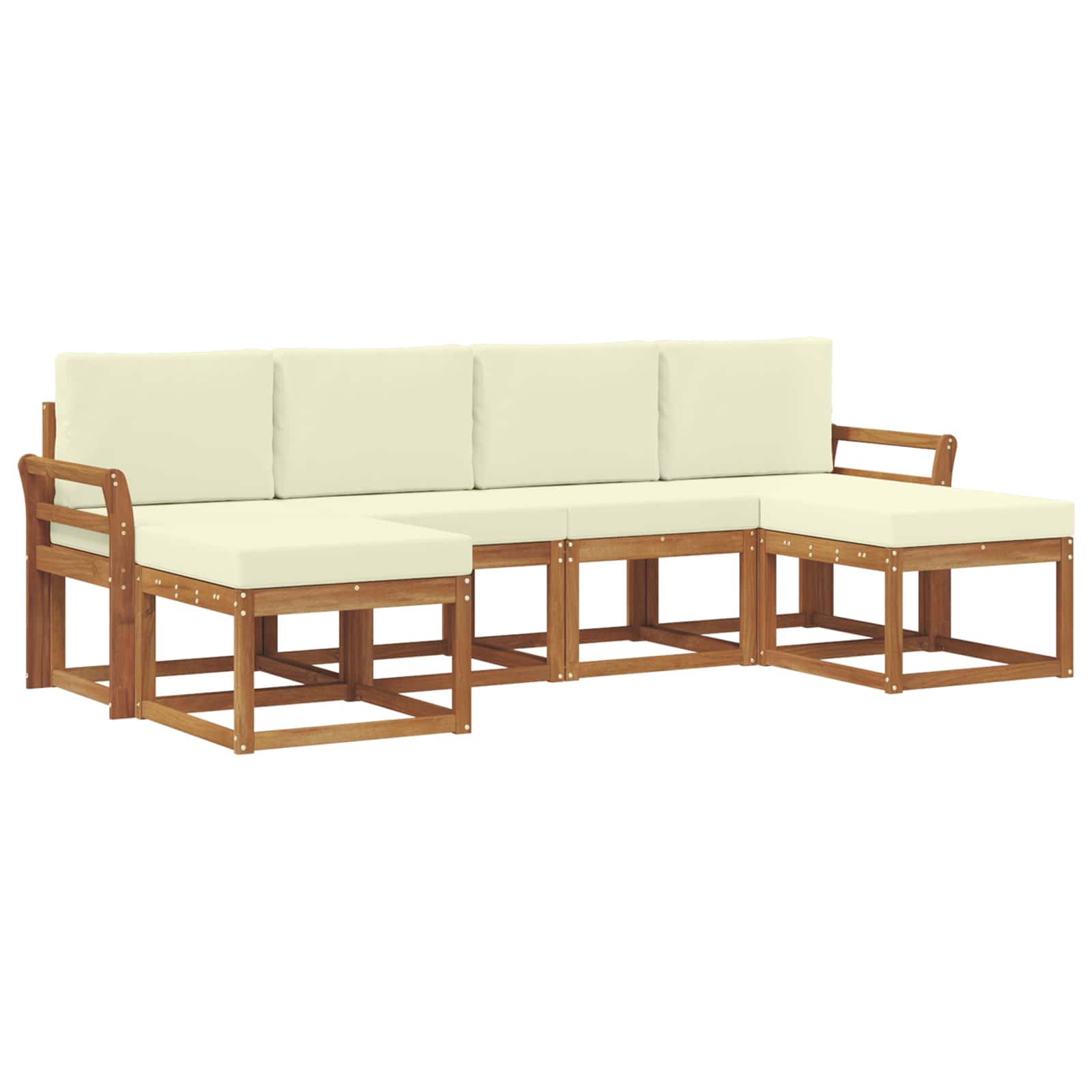 Outdoor-Sofagarnitur mit Kissen 6 pcs Natur und Creme