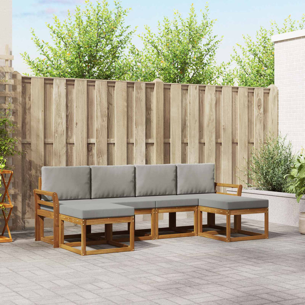 Outdoor-Sofagarnitur 6 pcs Natürlich und Hellgrau Holzwerkstoff