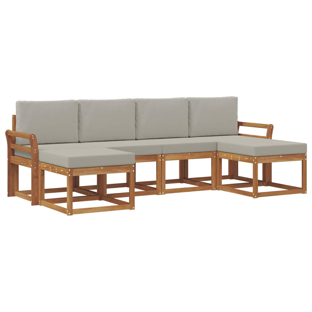 Outdoor-Sofagarnitur 6 pcs Natürlich und Hellgrau Holzwerkstoff