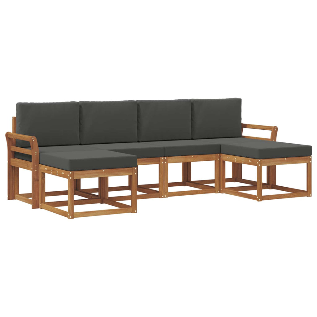 Outdoor-Sofagarnitur mit Kissen 6 pcs Natur und Anthrazit