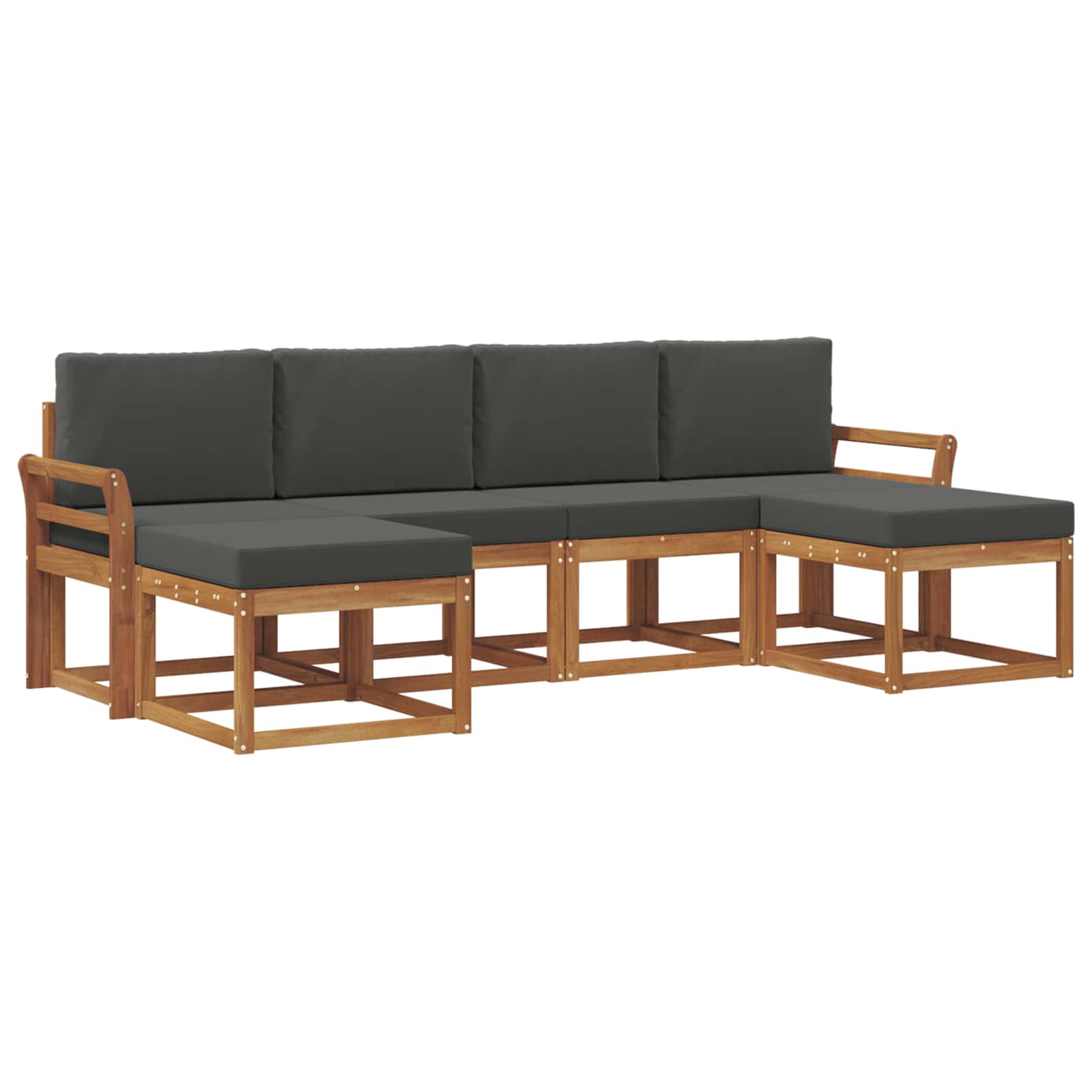 Outdoor-Sofagarnitur mit Kissen 6 pcs Natur und Anthrazit