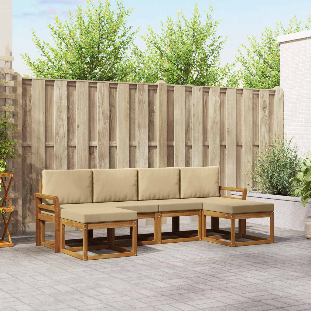 Outdoor-Sofagarnitur 6 pcs Natur und Beige Holzwerkstoff