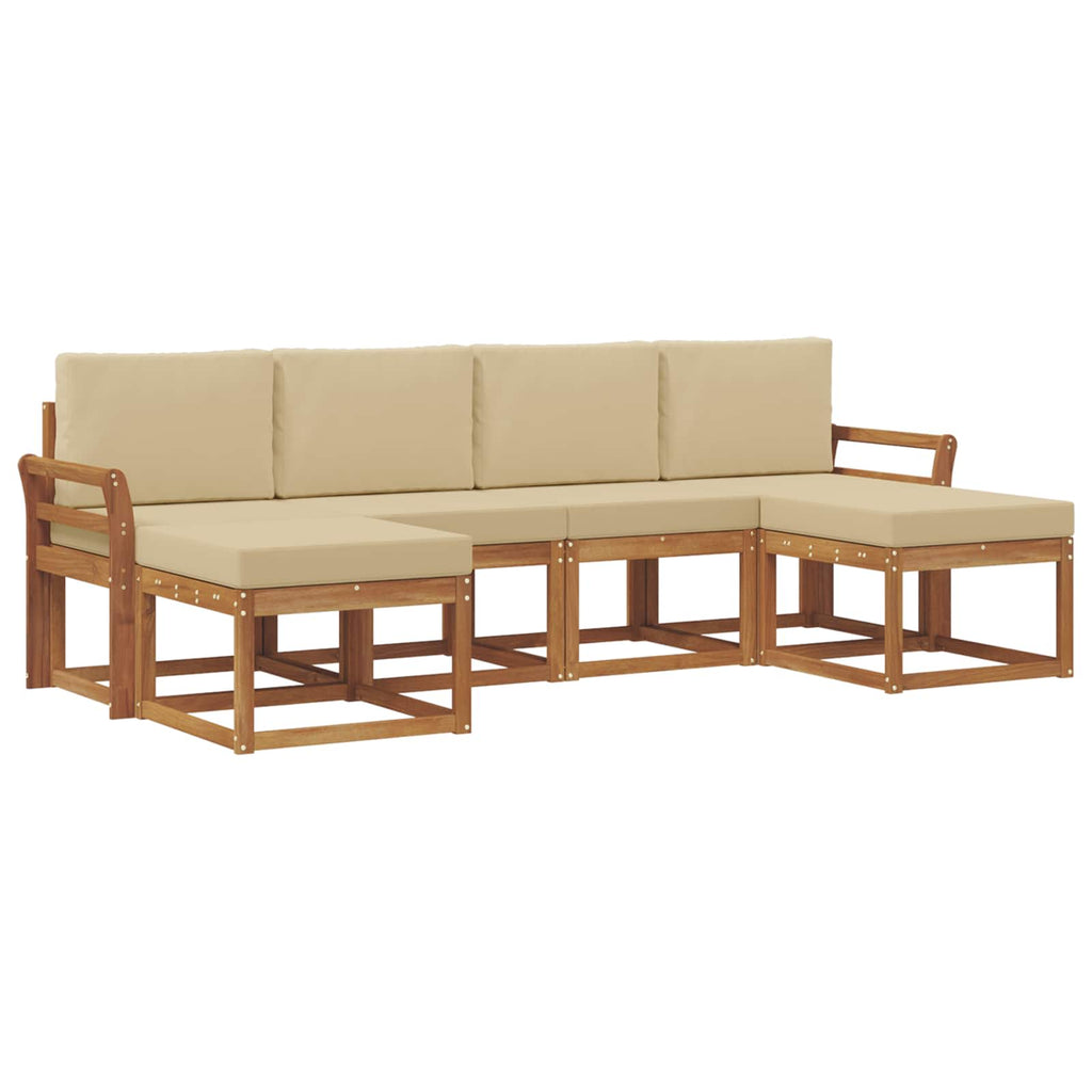 Outdoor-Sofagarnitur 6 pcs Natur und Beige Holzwerkstoff