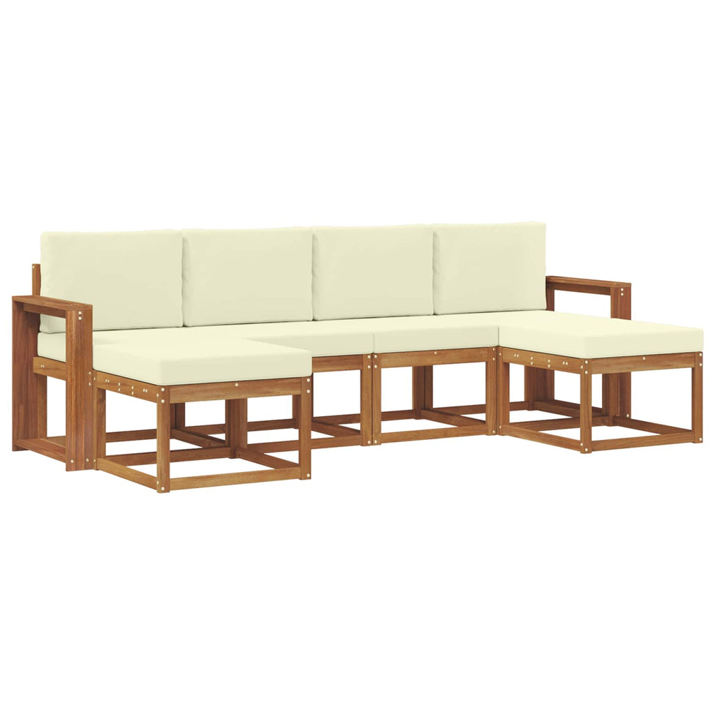Outdoor-Sofagarnitur mit Kissen 6 pcs Natur und Creme