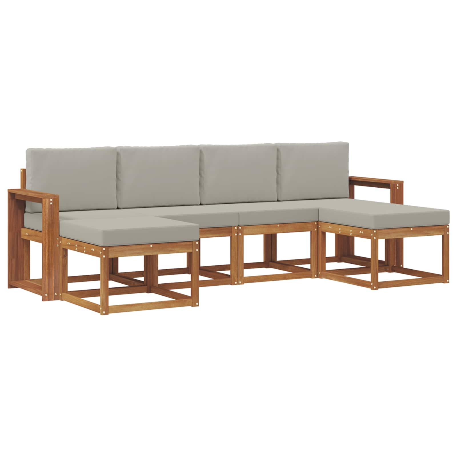 Outdoor-Sofagarnitur mit Kissen 6 pcs Natürlich und Hellgrau