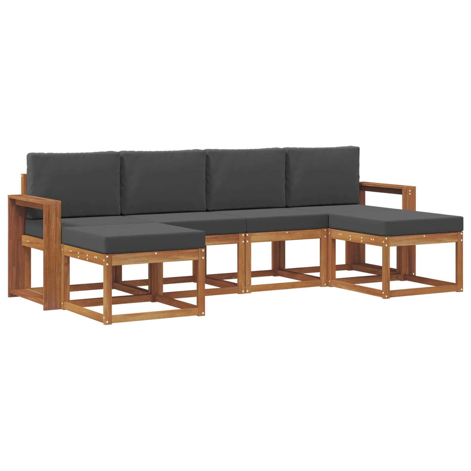 Outdoor-Sofagarnitur mit Kissen 6 pcs Natur und Anthrazit