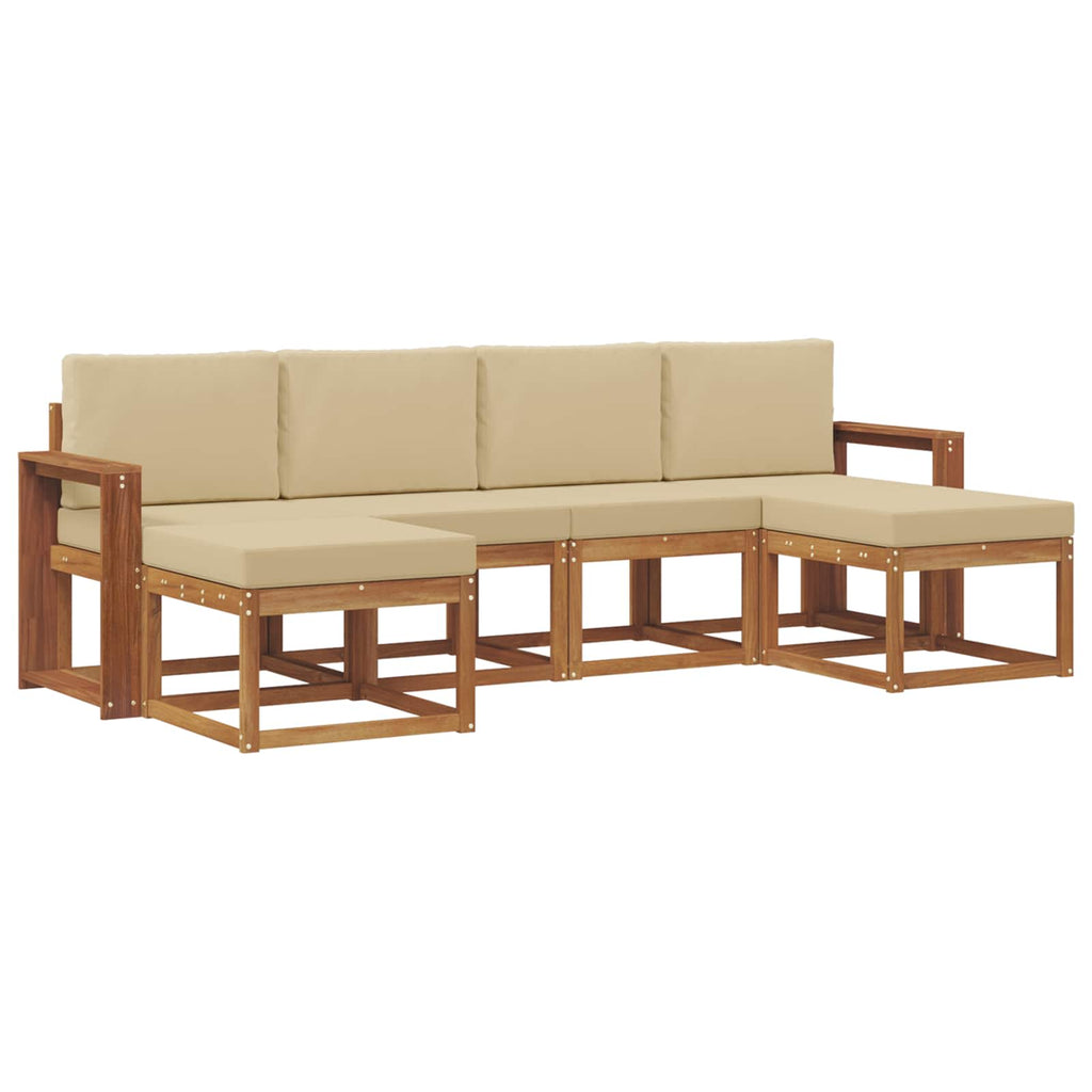 Outdoor-Sofagarnitur 6 pcs Natur und Beige Holzwerkstoff