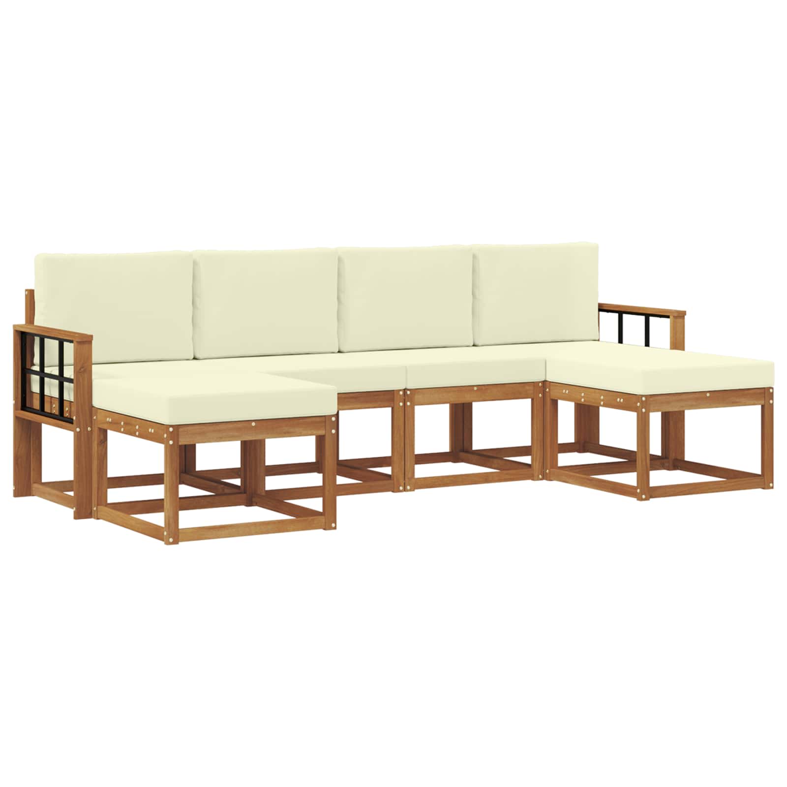 Outdoor-Sofagarnitur mit Kissen 6 pcs Natur und Creme