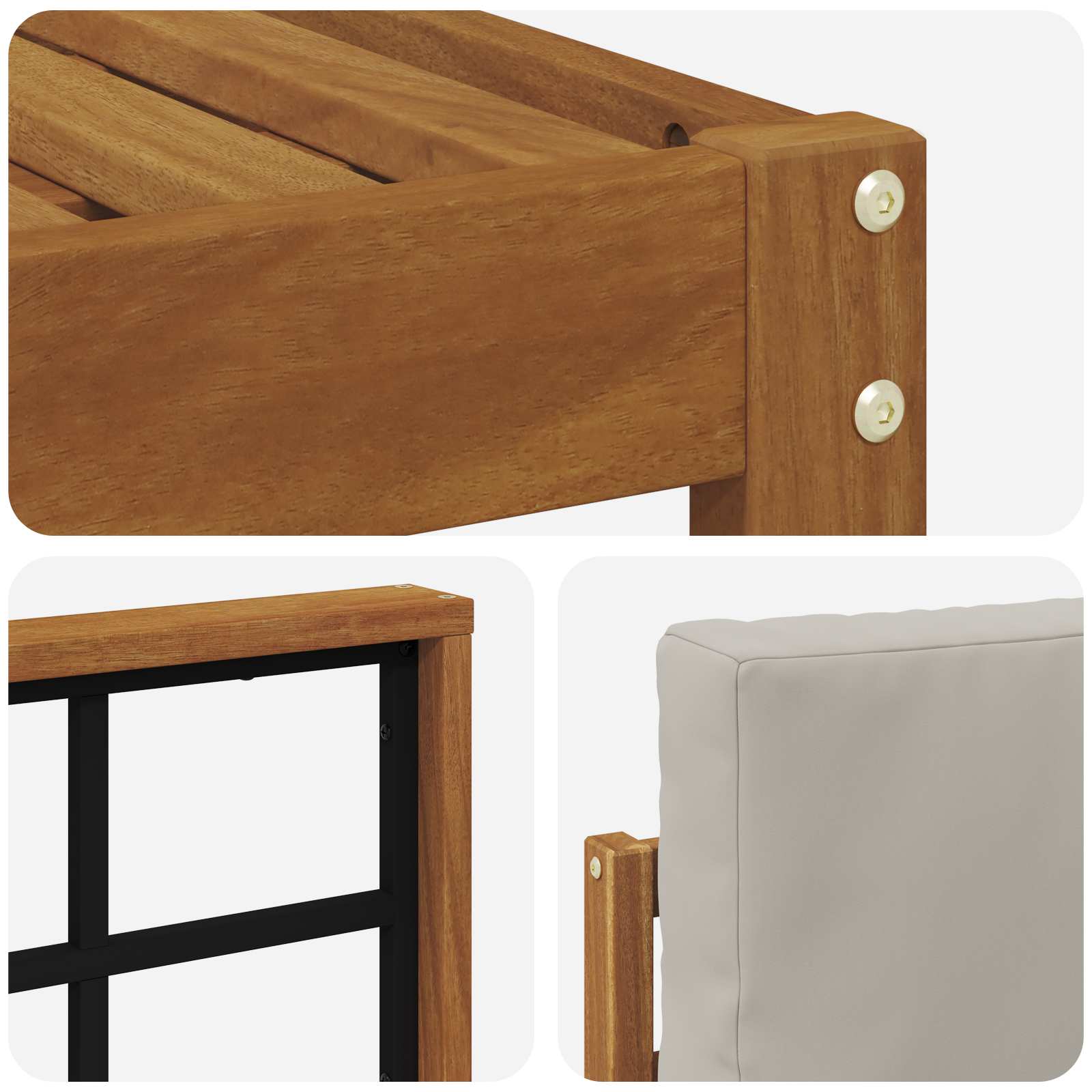 Outdoor-Sofagarnitur mit Kissen 6 pcs Natürlich und Hellgrau