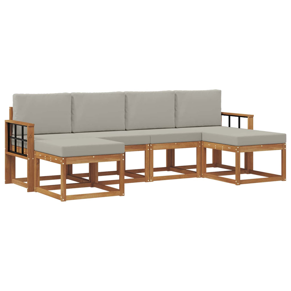 Outdoor-Sofagarnitur mit Kissen 6 pcs Natürlich und Hellgrau