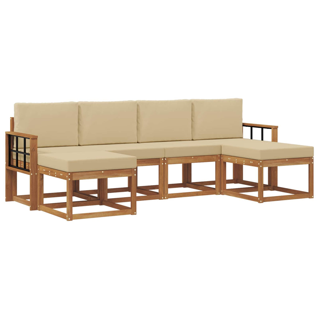 Outdoor-Sofagarnitur 6 pcs Natur und Beige Holzwerkstoff