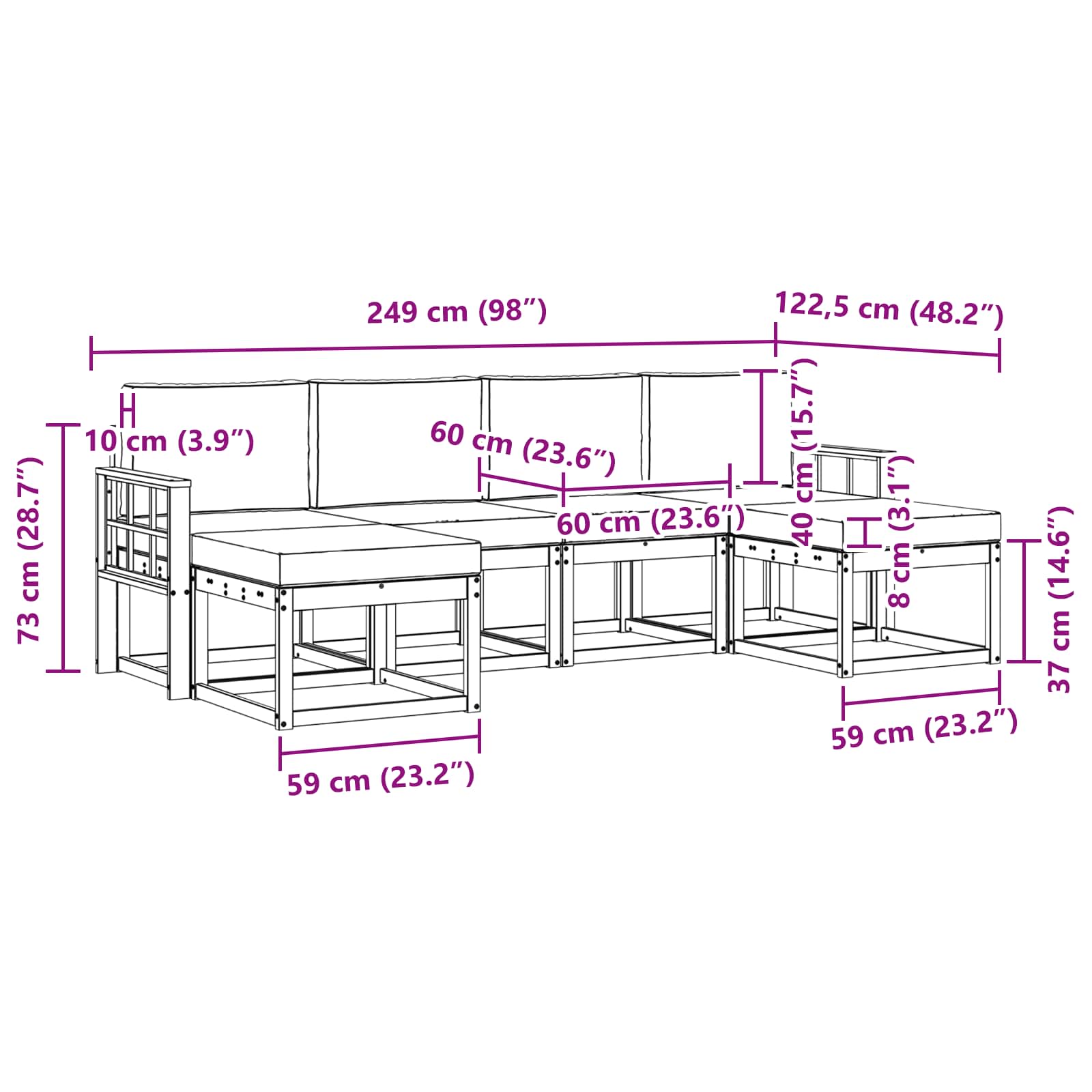 Outdoor-Sofagarnitur 6 pcs Natur und Beige Holzwerkstoff