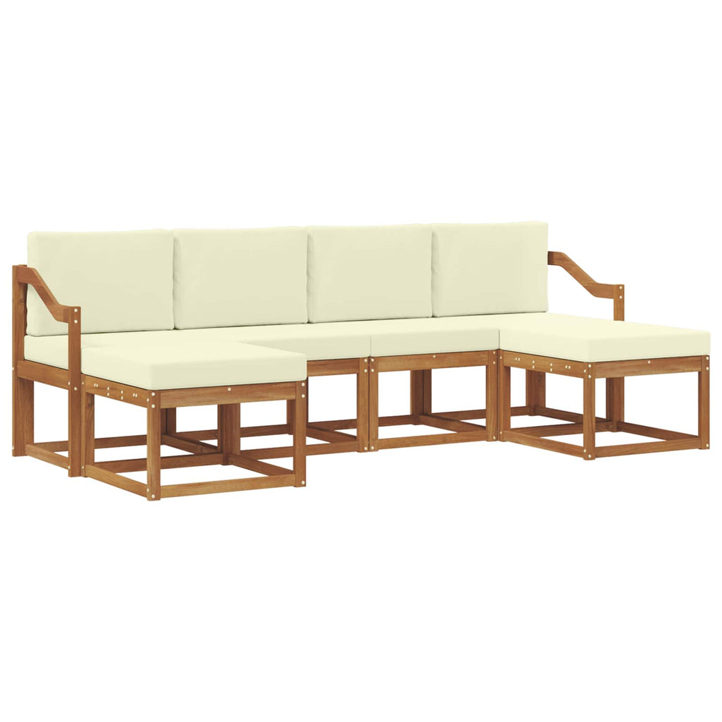 Outdoor-Sofagarnitur 6 pcs Natur und Creme Holzwerkstoff