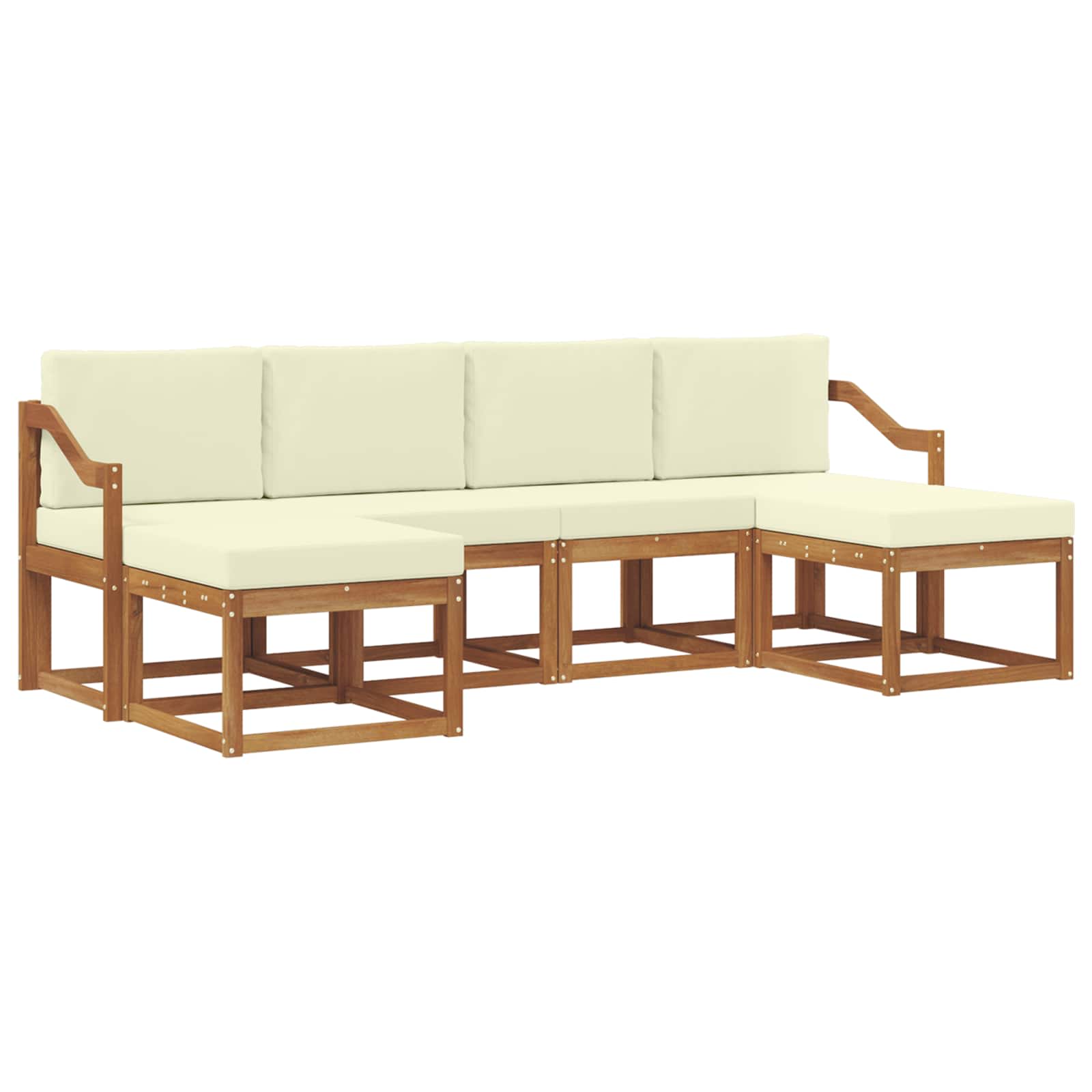 Outdoor-Sofagarnitur 6 pcs Natur und Creme Holzwerkstoff