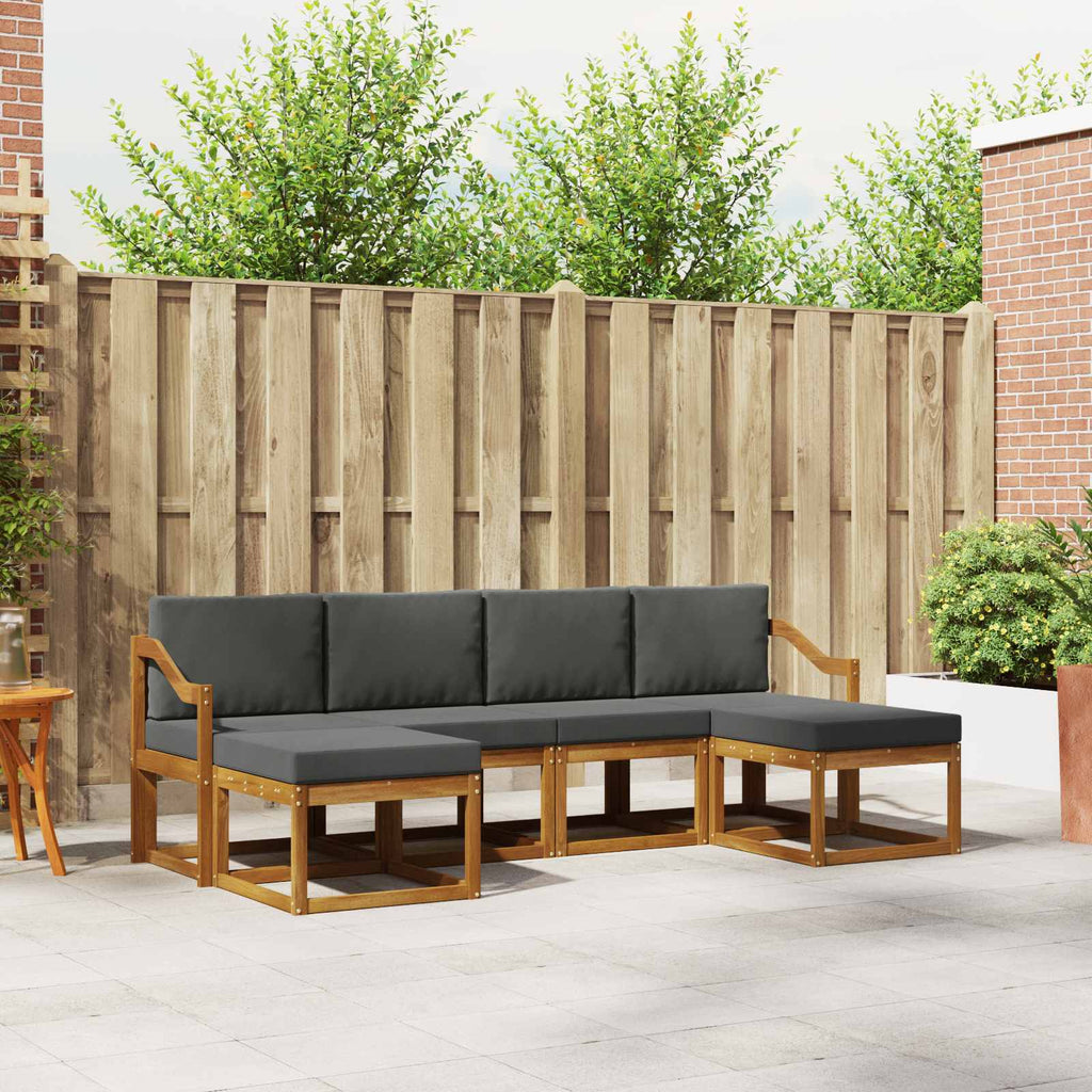 Outdoor-Sofagarnitur mit Kissen 6 pcs Natur und Anthrazit