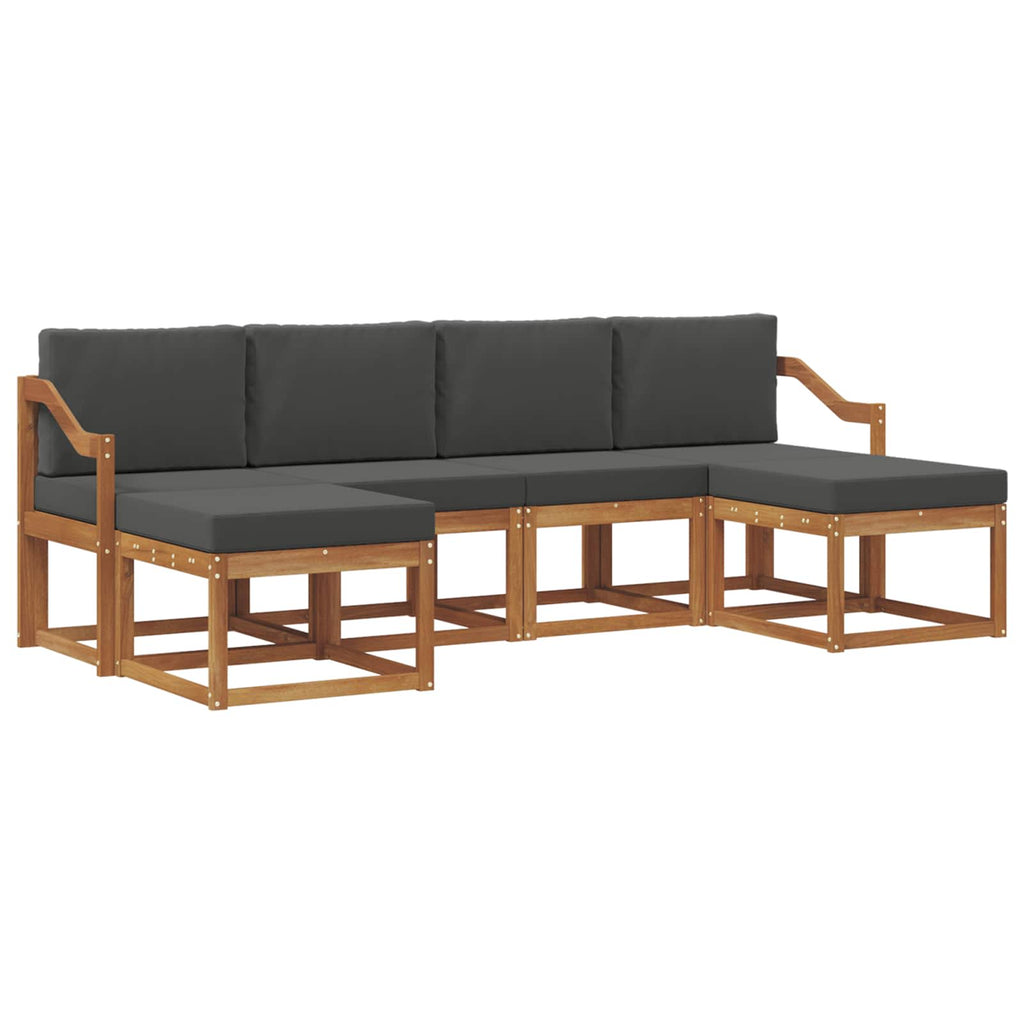 Outdoor-Sofagarnitur mit Kissen 6 pcs Natur und Anthrazit