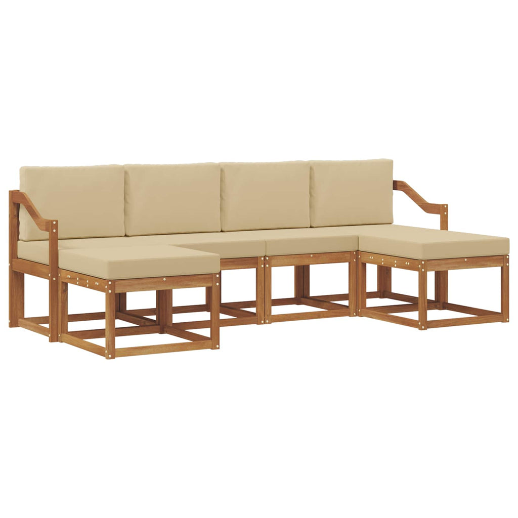 Outdoor-Sofagarnitur 6 pcs Natur und Beige Holzwerkstoff