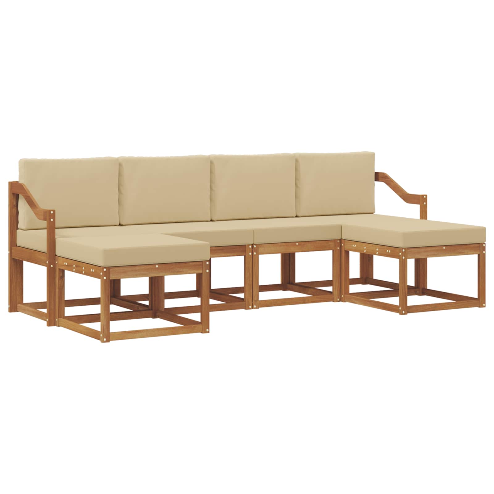 Outdoor-Sofagarnitur 6 pcs Natur und Beige Holzwerkstoff
