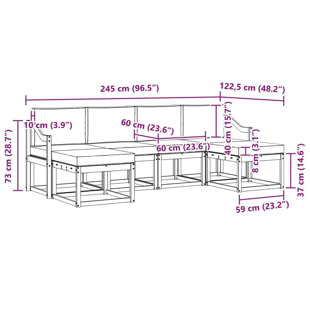 Outdoor-Sofagarnitur 6 pcs Natur und Beige Holzwerkstoff