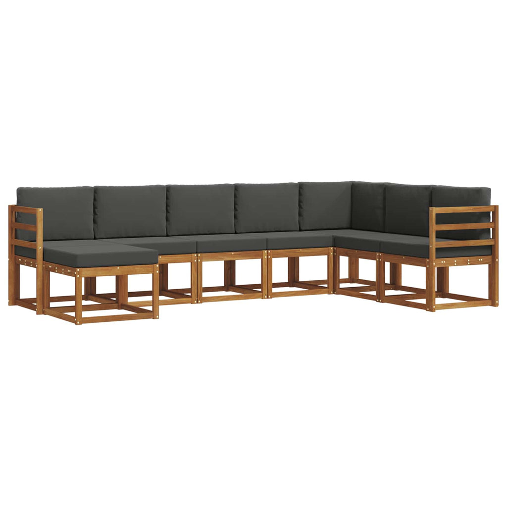 Outdoor-Sofagarnitur mit Kissen 8 pcs Natur und Anthrazit