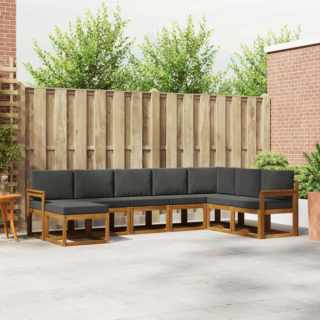 Outdoor-Sofagarnitur mit Kissen 8 pcs Natur und Anthrazit