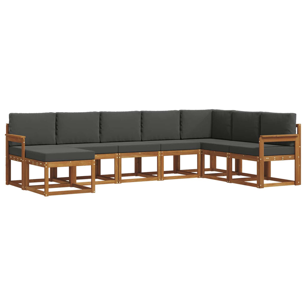 Outdoor-Sofagarnitur mit Kissen 8 pcs Natur und Anthrazit