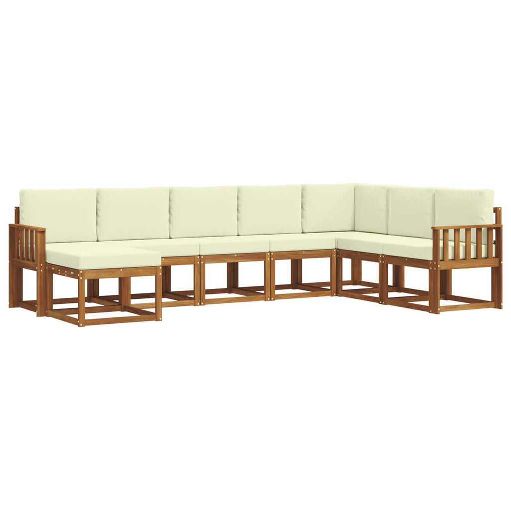 Outdoor-Sofagarnitur mit Kissen 8 pcs Natur und Creme