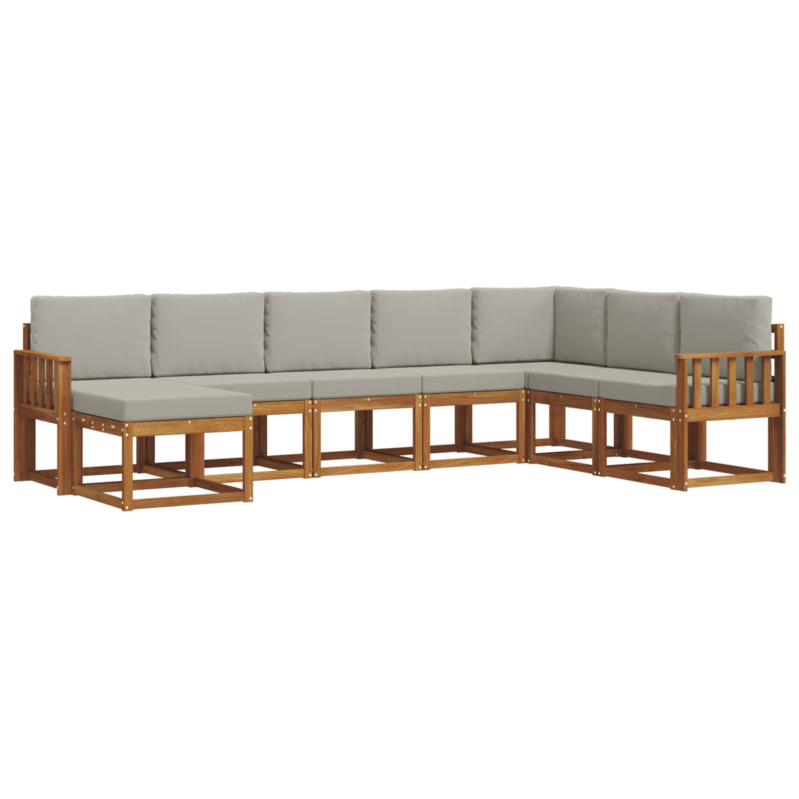 Outdoor-Sofagarnitur mit Kissen 8 pcs Natürlich und Hellgrau