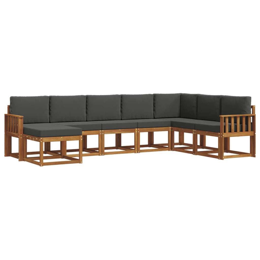 Outdoor-Sofagarnitur mit Kissen 8 pcs Natur und Anthrazit